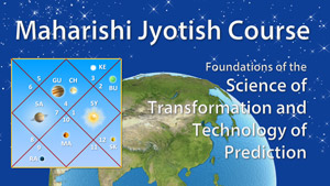Image of jyotish chart with planets in various houses * view of earth from outer space